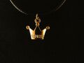 Krone Anhänger mit Kette 24 Karat Vergoldet Prinzessin Crown Princess Charm Gold