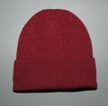 Mütze Strick Beanie Wolle Winter Fischermütze dunkel rot weinrot Herren Damen