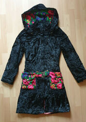 Blaublut Blutsgeschwister Mantel Jacke schwarz Blumen Persianer Kunstpelz S ❤️⚓