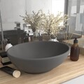 Luxuriöses Ovales Waschbecken Matt Dunkelgrau 40x33 cm Keramik