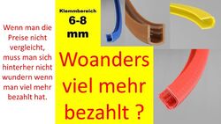 6-8 Kantenschutzprofil Kederband Kantenschutz Profil Klemmprofil Gummi PVC Blech