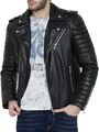 Bomber Neu Herren Schwarz Jacke 100% Weiches Lammleder Motorrad Biker Slim