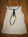 Naf Naf Bluse Damen Gr. M Shirt Hemdbluse Weiß Bindeband