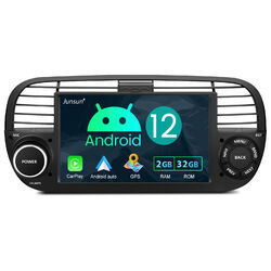 Carplay Android 12 2+32G Autoradio GPS Navi WiFi RDS SWC BT Für Fiat 500 2007-15