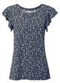 Damen Tunika Shirt blau weiß mit Volantärmeln 95% Viskose Größe 36 - 50 neu 7504