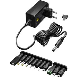 1A Universal Netzteil 3/4,5/5/6/7,5/9/12V= 1A 12W 9 Stecker mit USB goobay
