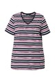 Ulla Popken Damen große Größen Shirt Ringel Classic V Ausschnitt Halbarm 839855