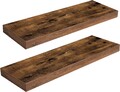HOOBRO Schweberegal Wandregale 2er Set Wandregale 60 cm Nussbaum