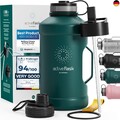 BeMaxx Trinkflasche Edelstahl ACTIVE FLASK + Strohhalm (3 Deckel) | Große 2,2 