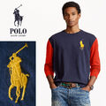NP~140€ Polo Ralph Lauren T-Shirt, Big Pony, Longsleeve, Blau, Rot, M (XL Teens)