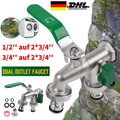 Doppel Wasserhahn Garten 1/2, 3/4 Zoll Anschluss Kugelhahn Messing Auslaufhahn @
