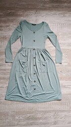 Kleid, Jerseykleid, durchgehende Zierknopfleiste, Taschen, Gr. XS/S