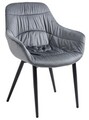 Armlehnstuhl mit Wabensteppung Samt Grau/Schwarz Polsterstuhl Esszimmerstuhl