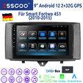 9" Android 12 Autoradio CarPlay GPS Navi BT HIFI WIFI DAB+ Für Smart Fortwo 451