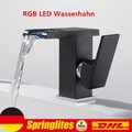 Waschtisch Armatur Wasserfall RGB LED Wasserhahn Bad Waschbecken Einhandmischer