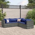 5-tlg.Garten Lounge Set mit Kissen Gartensofa Ecksofa Gartenmöbel Poly Rattan