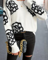 Pullover mit Blumenmuster und Rundhalsausschnitt, eleganter gestrickter Pullover