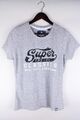 Superdry Damen-T-Shirt kurzärmelig lässig grau Baumwollmischung Pullover Größe XL