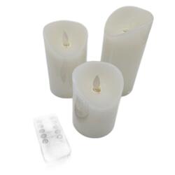 CCLIFE LED Kerzen Echtwachs 3er Set mit Fernbedienung Timer Funktion flammenlose