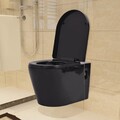 Wand Hänge WC Keramik Softclose Absenkautomatik Toilette Schwarz/Weiß vidaXL
