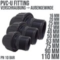 PVC-U PVC Klebe Fittings Verschraubung Außengewinde AG Muffe PN 10 Bar
