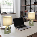 Tischlampe Tischleuchte Wohnzimmerlampe Keramik Textil grün 1 flammig 2er Set