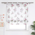 Raffrollo Transparent Raffgardine mit Schlaufen Blume Küche Gardine Voile Modern