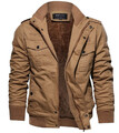 Herren Winter Fleece gefütterte Jacke warm Mantel mit Kapuze lässig taktischer