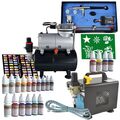 AIRBRUSH KOMPRESSOR KOMPLETT SET AIRBRUSHPISTOLE PISTOLE DOUBLE ACTION ZUBEHÖR