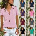 Damen Business Sommer T-Shirt Kurzarm Hemd Bluse Freizeit Oberteile Tunika Tops