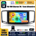 DAB+ 64G Auto Radio Android 14 Carplay BT GPS Kam für VW Sharan 7N Seat Alhambra