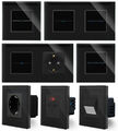 Touch Lichtschalter Steckdose Wechselschalter Dimmer Glas Schwarz LUXUS-TIME