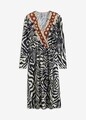 Neu Kleid mit schwingendem Rock Gr. 36/38 Blau Beige Braun Midi Casual-Dress