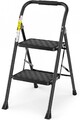 HBTower 2 Stufen Leiter, klappbarer Tritthocker mit Antirutsch Pedalen und Gummifüßen