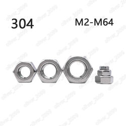 304 Edelstahl DIN934 Sechskantmuttern M2 M2,5 M3 M3,5 M4 M5 M6 M8 M10 M12 M64