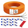 50m Netzwerkkabel Cat7 + 10x Rj45 Cat8.1 Stecker Netzwerk Werkzeug Verlegekabel