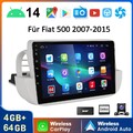 2 DIN 9'' Carplay Autoradio DAB+ Android 14 Für Fiat 500 2007-2015 4+64G BT +KAM