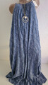 Sommerkleid lang  Blau  leichte Viscose geflochtene Träger Gr. 44-46 Italy