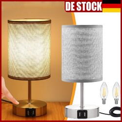 2er set Nachttischlampe Touch Dimmbar LED Tischlampe mit 2 USB Ladeanschlüssen