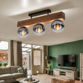 Deckenlampe Holzleuchte Deckenleuchte Glas rauch Esszimmerleuchte Flurlampe E27
