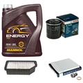 BOSCH Inspektionspaket 5 L MANNOL Energy 5W-30 für KIA Rio III UB 1.25 CVVT