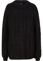 Oversize-Pullover mit Zopfmuster Gr. 36/38 Schwarz Damen Strickpullover Neu*