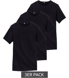 3er Pack watson´s Herren Basic T-Shirt aus Bio-Baumwolle Rundhals-Shirt Schwarz