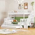 Etagenbett Hochbett 90+140x200cm Kinderbett mit Treppe, Rutsche und Ausziehbett
