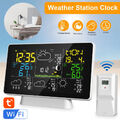 Funk Wetterstation Mit Farbdisplay Thermometer Innen-Außensensor Wecker Tuya APP