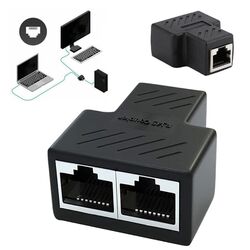 RJ45 Splitter Adapter Netzwerk Verteiler Ethernet Cat5 Cat5e Cat6 1zu2 LAN Kabel