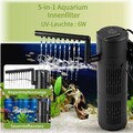 5-in-1 Aquarium Innenfilter mit UV 6W Aquarium Filter Pumpe Einstellbarer 500L/h