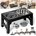 Hunde Wassernapf Napfständer Futterstation Hundebar mit 2 Edelstahl Näpfen
