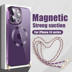 Hülle Für iPhone 15 14 Pro Max 13 12 11 MagSafe mit Band Handykette Magnet Case