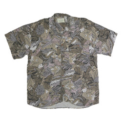 LERROS Herren Hemd Beige & Grau Muster L Kurzarm Freizeit Polyestermischung